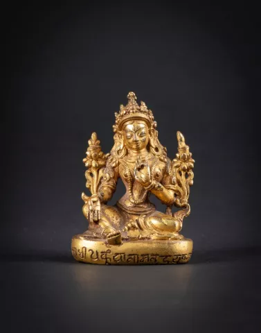 Sculpture de Tara en cuivre doré