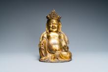 Bouddha assis en bronze doré, chinois