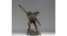 Jef Lambeaux - Sculpture en bronze "Groupe de lutteurs"