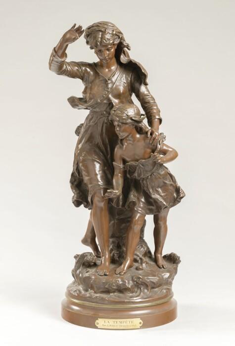 Sculpture en bronze "La tempête" signé Hippolyte Moreau.