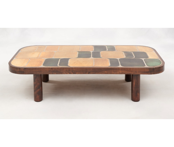 Table basse en céramique et bois