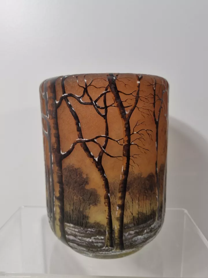 Vase Daum, décor de bouleaux